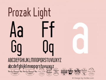 Prozak Light Version 0.005 2003 Font Sample