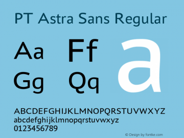PT Astra Sans Regular Version 1.001; ttfautohint (v1.4.1) Font Sample