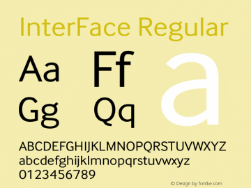 InterFace Regular Version 2.001 Font Sample