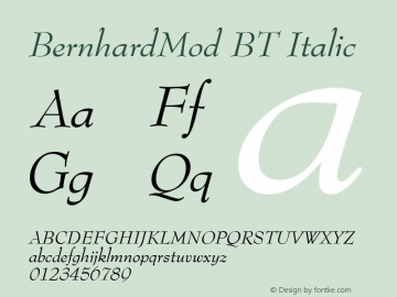 BernhardMod BT Italic mfgpctt-v1.52 Monday, January 18, 1993 4:01:10 pm (EST) Font Sample