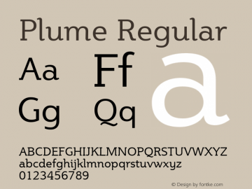 Plume Regular Version 1.011 Font Sample