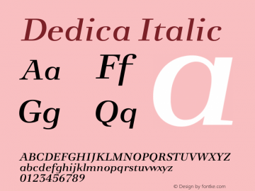 Dedica Italic Version 2.002 Font Sample