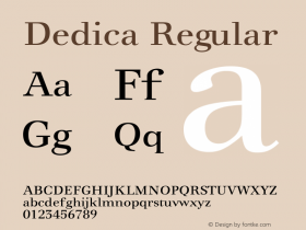 Dedica Regular Version 2.002 Font Sample