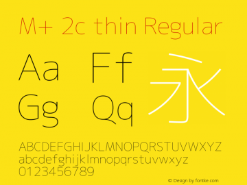 M+ 2c thin Regular Version 1.062 Font Sample