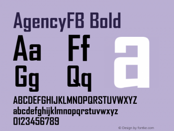 AgencyFB Bold Version 001.000 Font Sample
