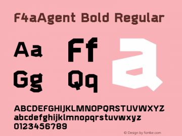 F4aAgent Bold Regular Version 1.0 Font Sample