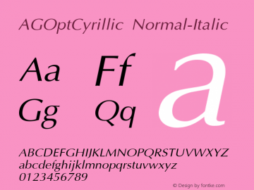 AGOptCyrillic Normal-Italic 1.000图片样张