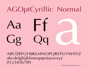 AGOptCyrillic Normal 1.000 Font Sample
