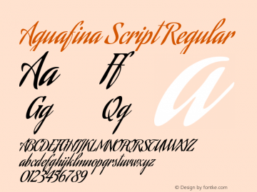 Aguafina Script Regular Version 1.000 Font Sample