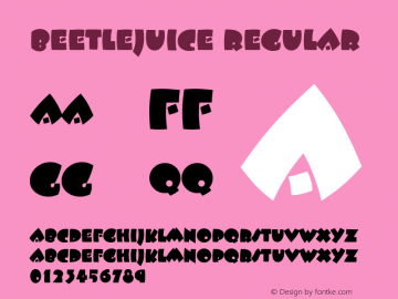 Beetlejuice Regular The IMSI MasterFonts Collection, tm 1995, 1996 IMSI (International Microcomputer Software Inc.) Font Sample