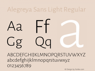 Alegreya Sans Light Regular Version 1.000;PS 001.000;hotconv 1.0.70;makeotf.lib2.5.58329 DEVELOPMENT Font Sample