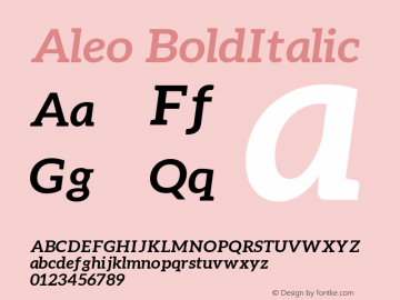 Aleo BoldItalic Version 1.1 Font Sample