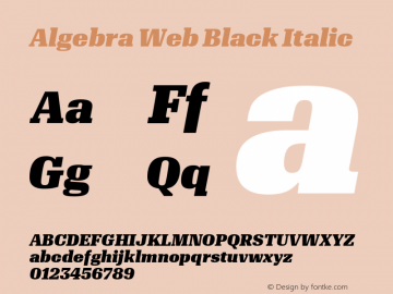 Algebra Web Black Italic Version 1.1 2016 Font Sample