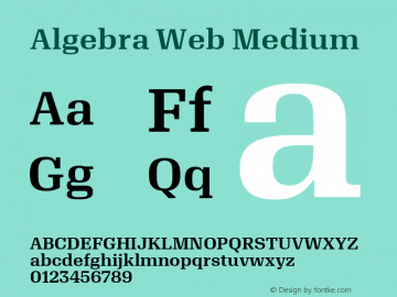 Algebra Web Medium Version 1.1 2016 Font Sample