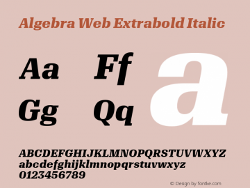 Algebra Web Extrabold Italic Version 1.1 2016 Font Sample