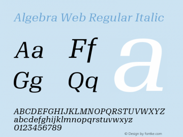 Algebra Web Regular Italic Version 1.1 2016 Font Sample