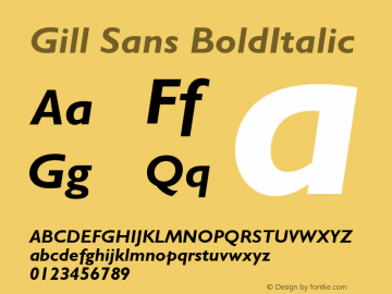 Gill Sans BoldItalic Version 001.000图片样张