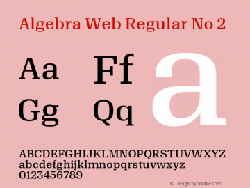 Algebra Web Regular No 2 Version 1.1 2016 Font Sample