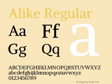 Alike Regular Version 1.210 Font Sample