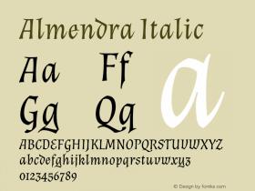 Almendra Italic Version 1.003图片样张