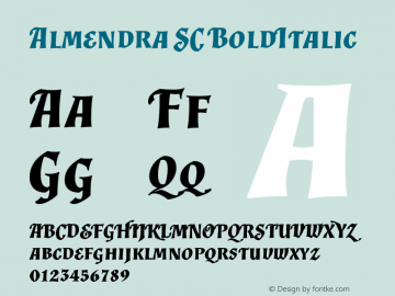Almendra SC BoldItalic Version 1.003图片样张