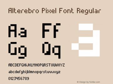 Alterebro Pixel Font Regular Version 1.0 Font Sample