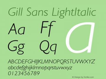 Gill Sans LightItalic Version 001.000图片样张