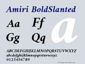 Amiri BoldSlanted Version 000.104 Font Sample