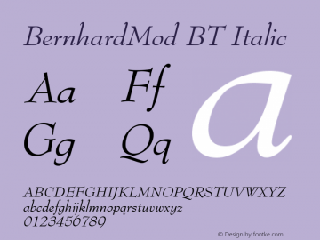 BernhardMod BT Italic mfgpctt-v1.52 Monday, January 18, 1993 4:01:10 pm (EST)图片样张