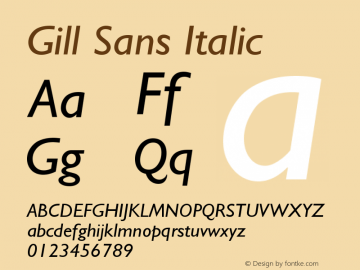 Gill Sans Italic Version 001.000图片样张