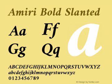 Amiri Bold Slanted Version 000.105 Font Sample