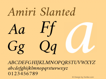 Amiri Slanted Version 000.104 Font Sample