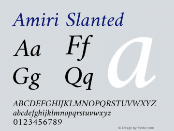 Amiri Slanted Version 000.102 Font Sample