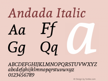 Andada Italic Version 1.003图片样张