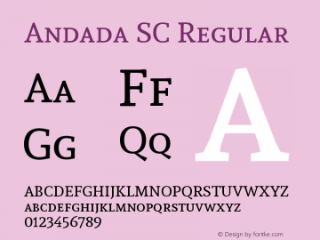 Andada SC Regular Version 1.003 Font Sample