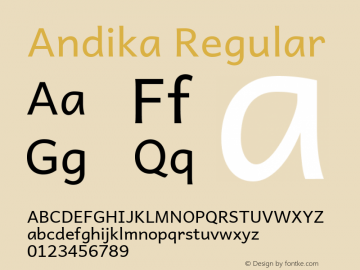 Andika Regular Version 1.002 Font Sample