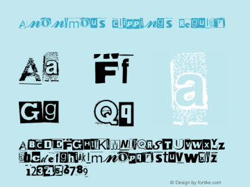 Anonymous Clippings Regular Version 1.0 Font Sample