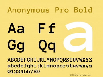 Anonymous Pro Bold Version 1.001 Font Sample