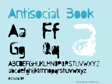 Antisocial Book Version Macromedia Fontograp Font Sample