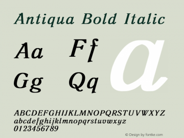 Antiqua Bold Italic Converted from t:\ANTIQUA1.BF1 by ALLTYPE Font Sample