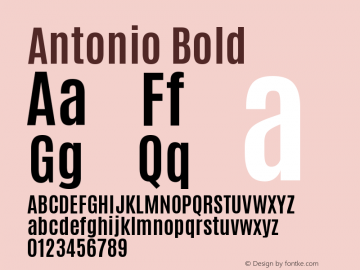 Antonio Bold Version 1 ; ttfautohint (v0. Font Sample