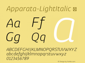 Apparata-LightItalic ☞ Version 1.000;com.myfonts.easy.xavier-lanau.apparata.light-italic.wfkit2.version.4kaf Font Sample