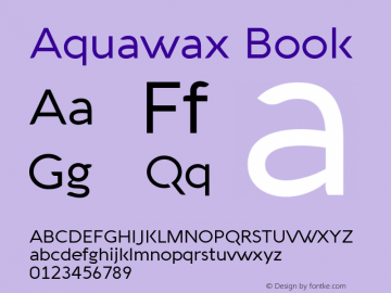 Aquawax Book Version 1.008 Font Sample