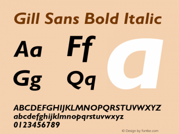 Gill Sans Bold Italic 001.003 Font Sample