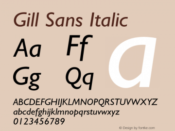 Gill Sans Italic 001.003 Font Sample