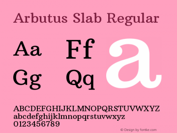 Arbutus Slab Regular Version 1.001; ttfautohint ( Font Sample