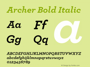 Archer Bold Italic Version 1.200 Pro图片样张