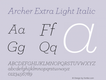 Archer Extra Light Italic Version 1.200 Pro图片样张