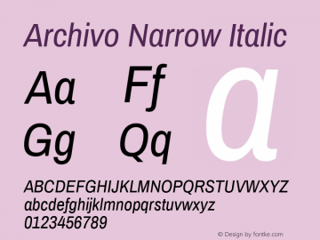 Archivo Narrow Italic 1.002 Font Sample