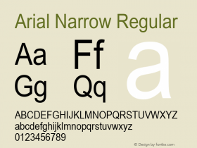 Arial Narrow Regular Version 2.40图片样张